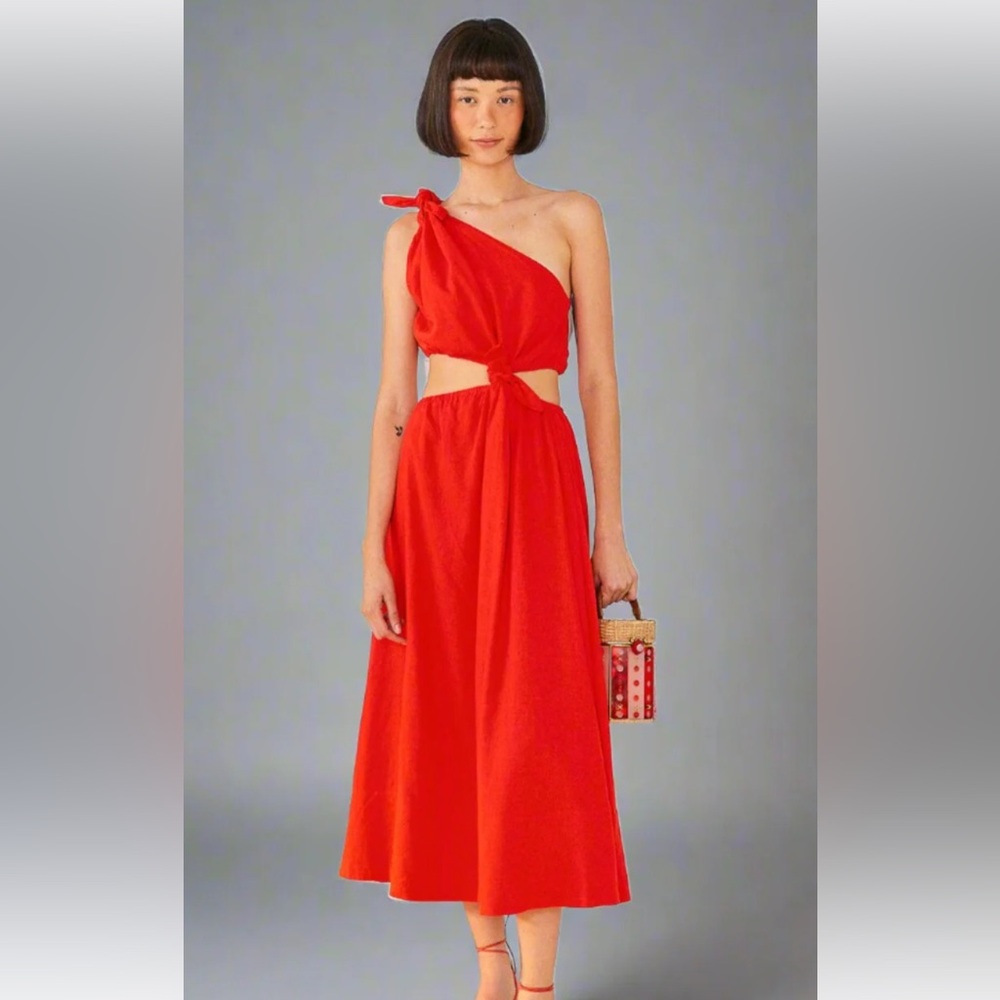 NWT FARM Rio Red Knot Midi Dress